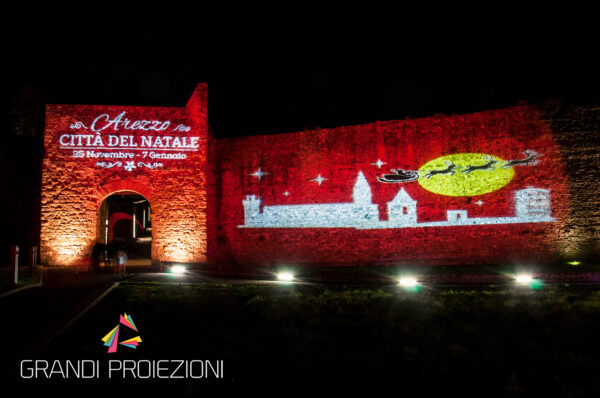 Proiezione Natalizia Porta Stufi Arezzo città del Natale
