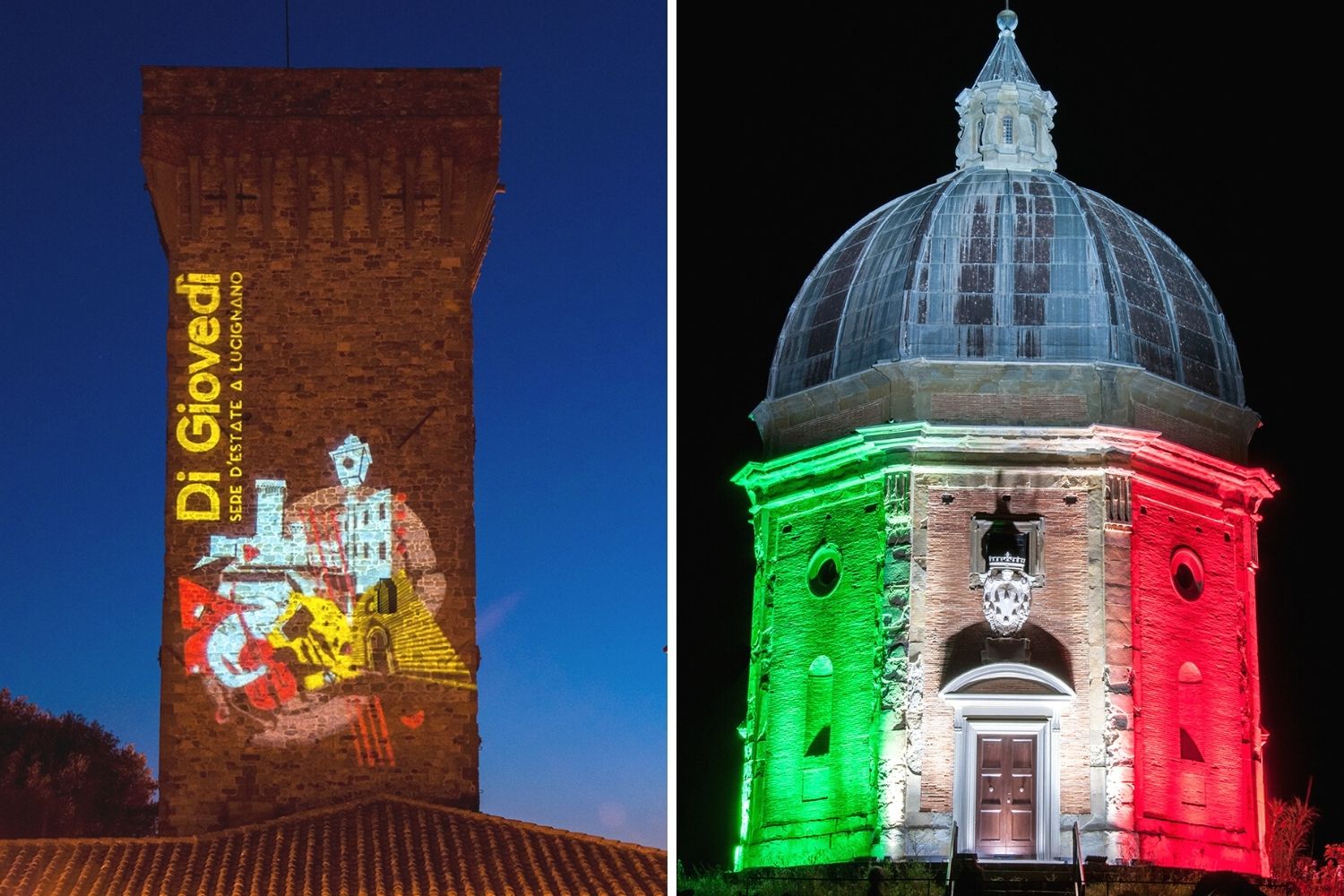 Proiezione su torre e illuminazione Tricolore